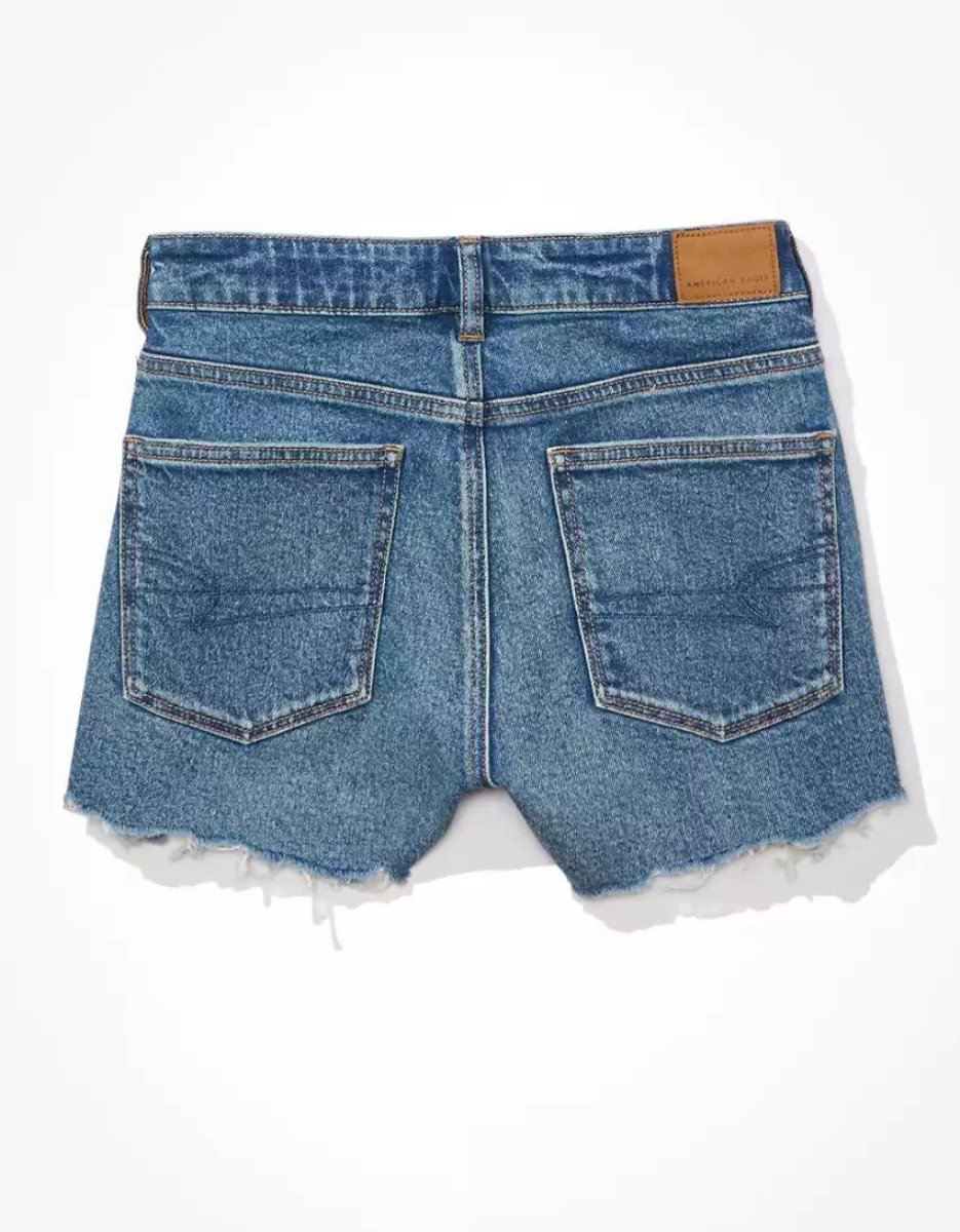 Shorts American Eagle AE Strigid Denim Mom Indigo Femme | WBB-25108242